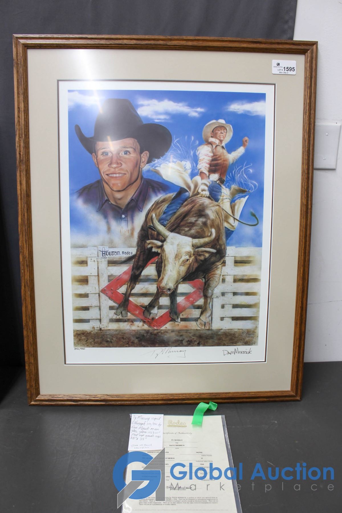 Dave Merrick Rodeo Ty Murray Signed Lithograph #342/950 by Dave Merrick