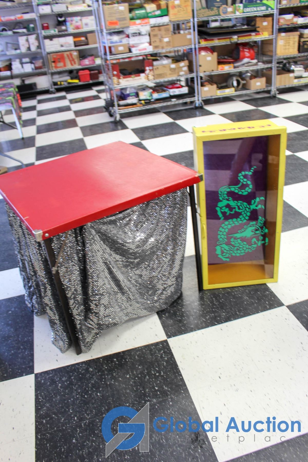 Magicians Box Table Magicians Folding Table w/ Metal Magic Box