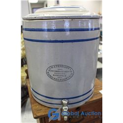 Vintage Waterbury Stoneware Water Dispenser w/Lid