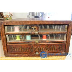 Richardson Silk Co. Oak 3 Drawer Thread Cabinet