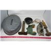 Image 2 : LOT OF KITCHENWARE (VINTAGE) *IRON, ENAMEL CANNING FUNNEL, CUP, BOOT CLEANER, ETC*