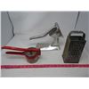 Image 1 : LOT OF 3 KITCHENWARE ITEMS (VINTAGE) *METAL* (GRATER, POTATO RICER, PRESS)