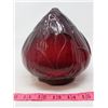 Image 1 : GLASS LAMP GLOBE (RED) *6"  X 3" OPENING DIAMETER* (NOTE: CHIP PICTURED)