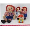 Image 1 : LOT OF 4 DOLLS (VINTAGE) *RAGGEDY ANN AND ANDY* (LARGE RAGGEDY ANDY 14" TALL)