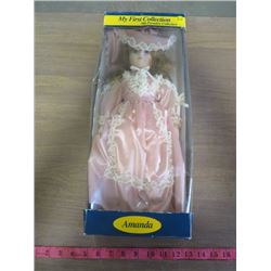 PORCELAIN DOLL (MY FIRST COLLECTION "AMANDA") *16"* (WITH DISPLAY STAND)