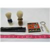 Image 1 : LOT OF COLLECTIBLES (2 X SHAVING BRUSHES, STRAIGHT RAZOR, SEWING KIT AND 2 X BOTTLE OPENERS)