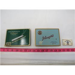 LOT OF 3 CIGARETTE ITEMS (2 X TINS, WOODEN MATCHES)