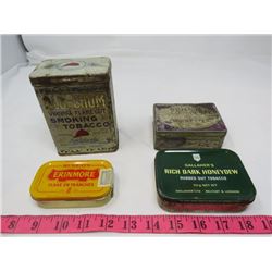 LOT OF 4 TOBACCO TINS (OLD CHUM, ELISNORE, GALLAHER'S, ETC…)