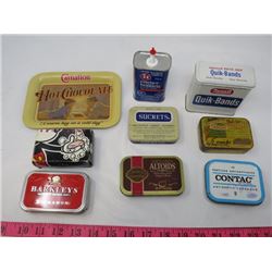 LOT OF MISC TINS (LOZENGE, BAND AIDS, SMALL TRAY, DISNEY SOAP)