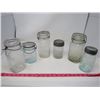 Image 1 : LOT OF 6 CANNING JARS (GLASS-5 WITH LIDS) *VINTAGE*
