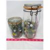 Image 1 : LOT OF 2 CANNING JARS WITH MARBLES ( 1-FULL, 1-HALF FULL)