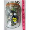 Image 2 : LOT OF 2 CANNING JARS WITH MARBLES ( 1-FULL, 1-HALF FULL)