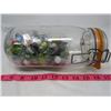 Image 3 : LOT OF 2 CANNING JARS WITH MARBLES ( 1-FULL, 1-HALF FULL)
