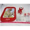 Image 1 : LOT OF COCA-COLA ITEMS ( 5 CUPS, 1 TRAY, 1 STUFFED POLAR BEAR, 1 SHELL CUP)