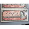 Image 2 : LOT OF 2-TWO DOLLAR BILLS (1954) *DIFFERENT SIGNATURES* (CANADA)