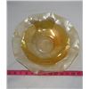 Image 2 : LOT OF 2 GLASS BOWLS (DEPRESSION ERA) *IRIS HERRING BONE 11.5" DIAMETER X 3" DEEP* (MARIGOLD 9.5" DI