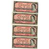Image 2 : LOT OF 4-TWO DOLLAR BILLS (CANADA) *1954*