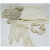 Image 1 : VINTAGE WEDDING DRESS (WITH DRESS, SHAWL, GARTER AND GLOVES) *1940'S* (32 INCH WAIST, 18 INCH SHOULD
