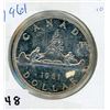 Image 1 : ONE DOLLAR COIN (CANADA) *1961* (SILVER)