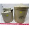 Image 1 : LOT OF 2 CROCKS - ONE 1 GALLON, ONE 2 GALLON *SOME CHIPS*