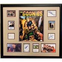 The Goonies 24x28 Custom Framed Display Cast-Signed by (8) with Josh Brolin, Sean Astin, Martha Plim