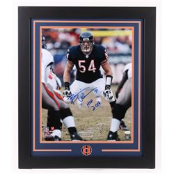 Brian Urlacher Signed Chicago Bears 23.5x27.5 Custom Framed Photo Inscribed "HOF 2018" (JSA COA)