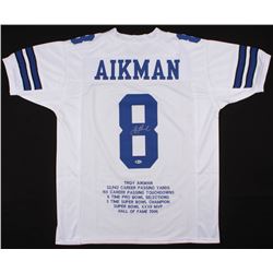 Troy Aikman Signed Dallas Cowboys Career Highlight Stat Jersey (Beckett COA)