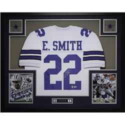 Emmitt Smith Signed Dallas Cowboys 35x43 Custom Framed Jersey (PSA COA  Smith Hologram)