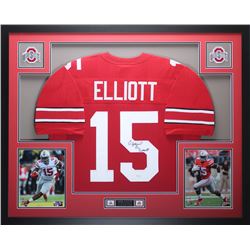Ezekiel Elliott Signed Ohio State Buckeyes 35x43 Custom Framed Jersey (JSA COA)