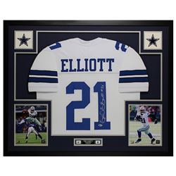 Ezekiel Elliott Signed Dallas Cowboys 35x43 Custom Framed Jersey (Beckett COA)