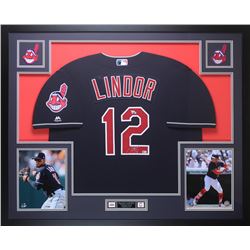 Francisco Lindor Signed Cleveland Indians 35x43 Custom Framed Jersey (Fanatics  MLB Holgoram)