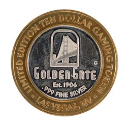 .999 Silver Golden Gate Las Vegas, Nevada $10 Casino Limited Edition Gaming Toke