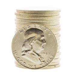 Roll of (20) Brilliant Uncirculated 1954-D Franklin Half Dollar Coins