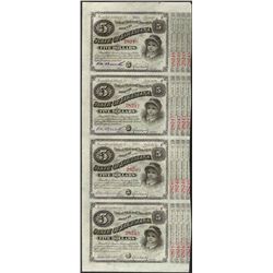Uncut Sheet of (4) State of Louisiana Baby Bond Obsolete Notes
