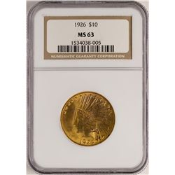 1926 $10 Indian Head Gold Eagle Coin NGC MS63