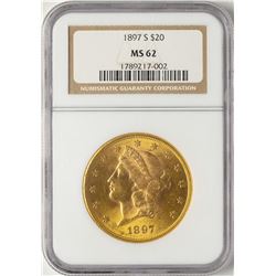 1897-S $20 Liberty Head Double Eagle Gold Coin NGC MS62