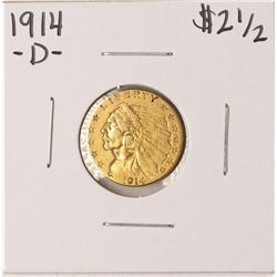 1914-D $2 1/2 Indian Head Quarter Eagle Gold Coin