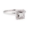 Image 1 : 14KT White Gold 0.40 ctw Diamond Square Top Halo Ring