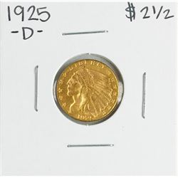 1925-D $2 1/2 Indian Head Quarter Eagle Gold Coin