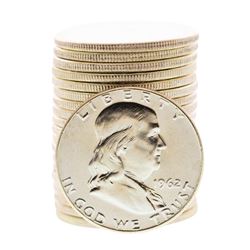Roll of (20) Brilliant Uncirculated 1962 Franklin Half Dollar Coins