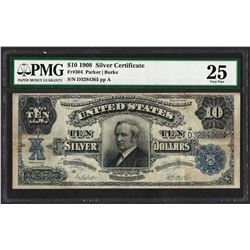 1908 $10 Tombstone Silver Certificate Note Fr.304 PMG Very Fine 25