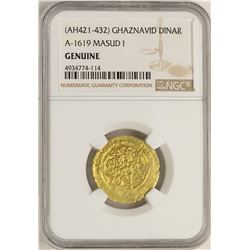 AH421-432 Ghaznavid Dinar A-1619 Masud I Gold Coin NGC Genuine