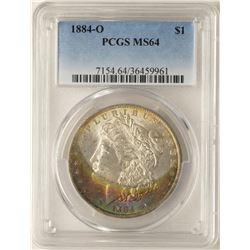 1884-O $1 Morgan Silver Dollar Coin PCGS MS64 Amazing Rainbow Toning