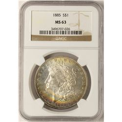 1885 $1 Morgan Silver Dollar Coin NGC MS63 Amazing Rainbow Toning