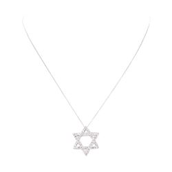 14 & 18KT White Gold 0.85 ctw Diamond Pendant & Chain