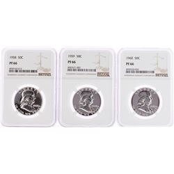 Lot of 1958-1960 Proof Franklin Half Dollar Coins NGC PF66
