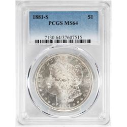 1881-S $1 Morgan Silver Dollar Coin PCGS MS64