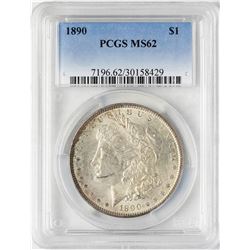 1890 $1 Morgan Silver Dollar Coin PCGS MS62