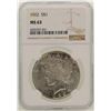 Image 1 : 1922 $1 Peace Silver Dollar Coin NGC MS63