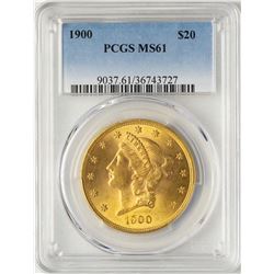 1900 $20 Liberty Head Double Eagle Gold Coin PCGS MS61